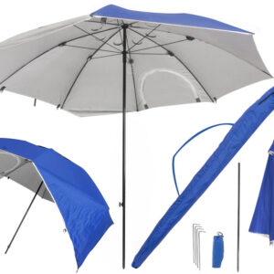 Senčnik za na plažo 2 v 1, 208 cm | Modra