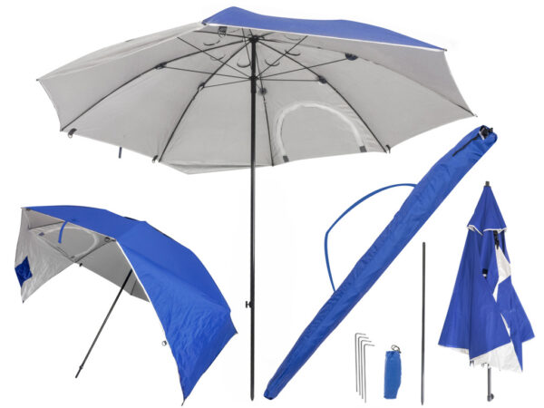 Senčnik za na plažo 2 v 1, 208 cm | Modra