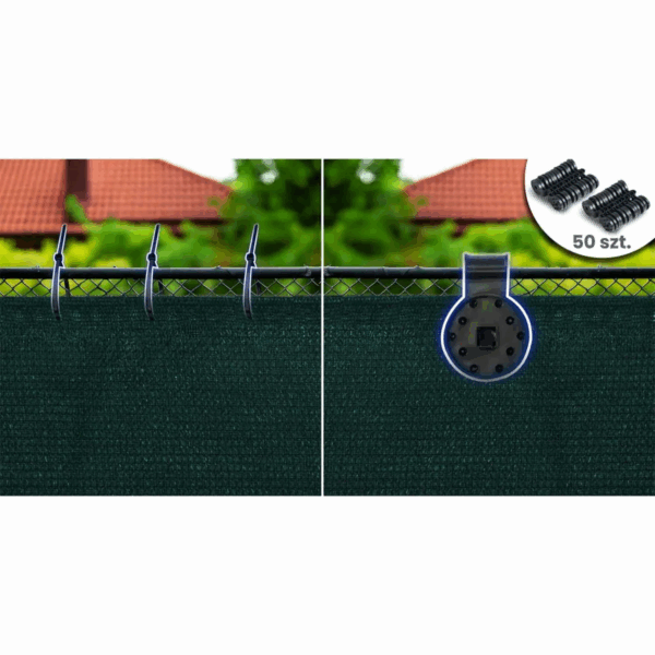 Senčna mreža + 50 sponk, 110g/m2, 1,5x50m, zelena | Plonos
