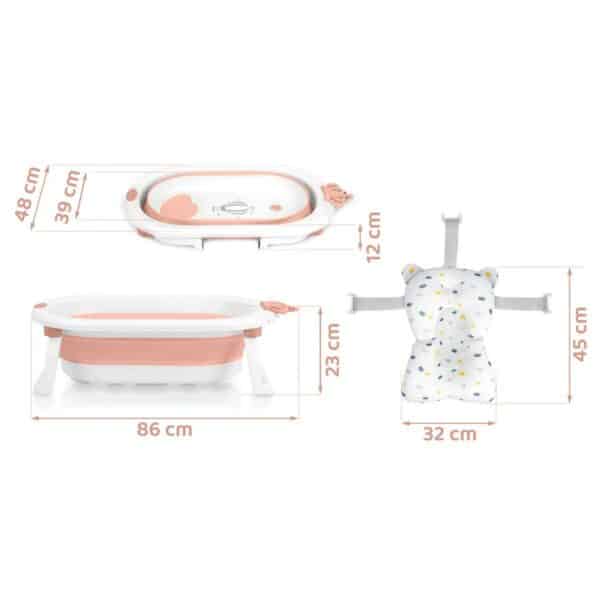 Zložljiva otroška kopalna kad RK-286, belo-roza | Ricokids