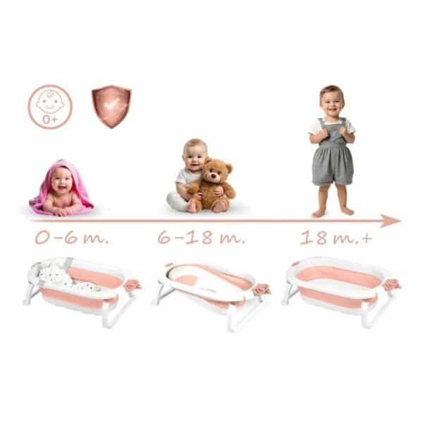 Zložljiva otroška kopalna kad RK-286, belo-roza | Ricokids