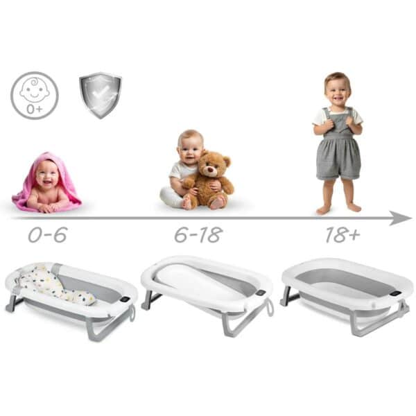 Zložljiva otroška kopalna kad RK-287, belo-siva | Ricokids