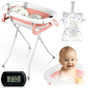 Zložljiva otroška banjica s stojalom RK-287, belo-roza | Ricokids