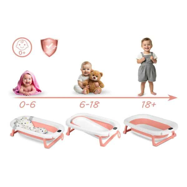 Zložljiva otroška banjica s stojalom RK-287, belo-roza | Ricokids