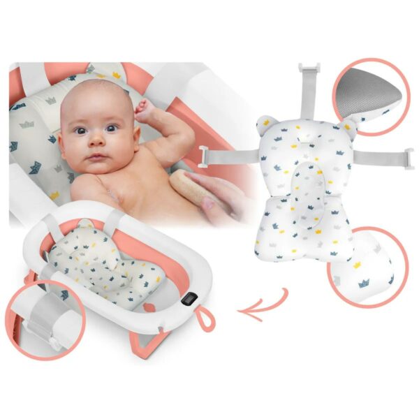 Zložljiva otroška banjica s stojalom RK-287, belo-roza | Ricokids