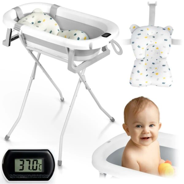 Zložljiva otroška banjica s stojalom RK-287, belo-siva | Ricokids