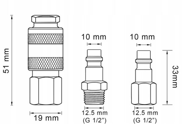 Pnevmatske hitre spojke, 1/2" | KD2124