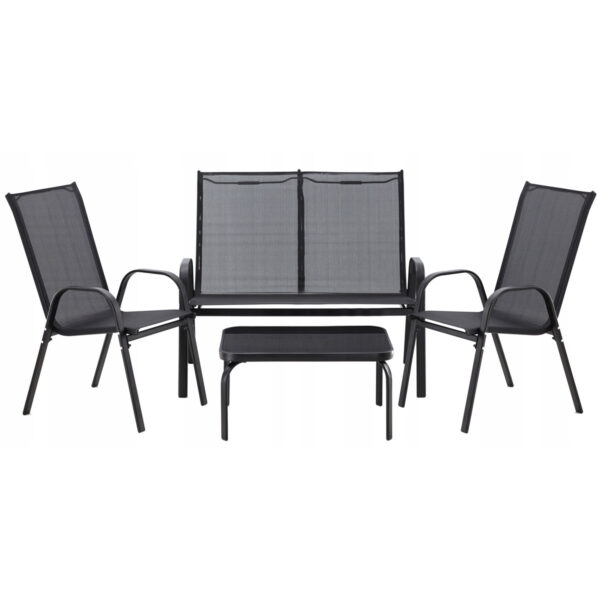 Vrtni komplet, črn, 2 stola, kavč, miza | Garden Line