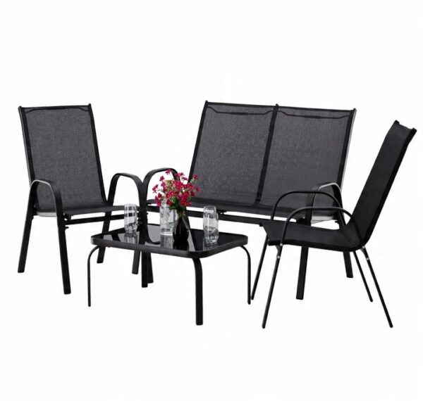 Vrtni komplet, črn, 2 stola, kavč, miza | Garden Line