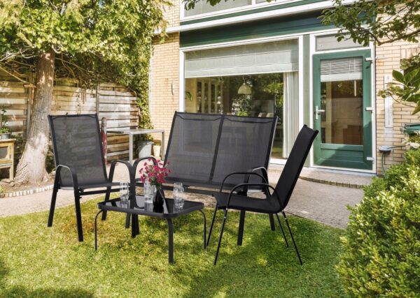 Vrtni komplet, črn, 2 stola, kavč, miza | Garden Line
