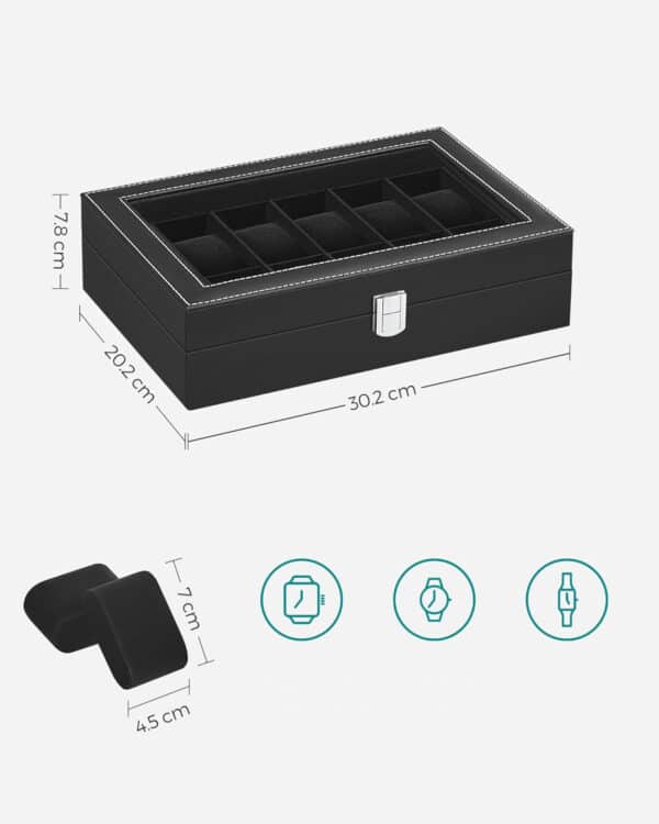 Organizator za uro, črn | Songmics