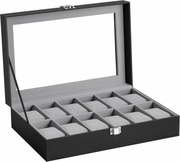 Organizator za uro, črno-siv | Songmics