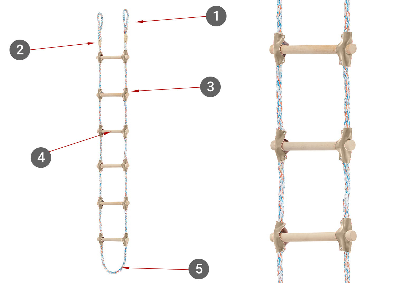 Vrvna lestev, 4 m, rjava | HIGHER