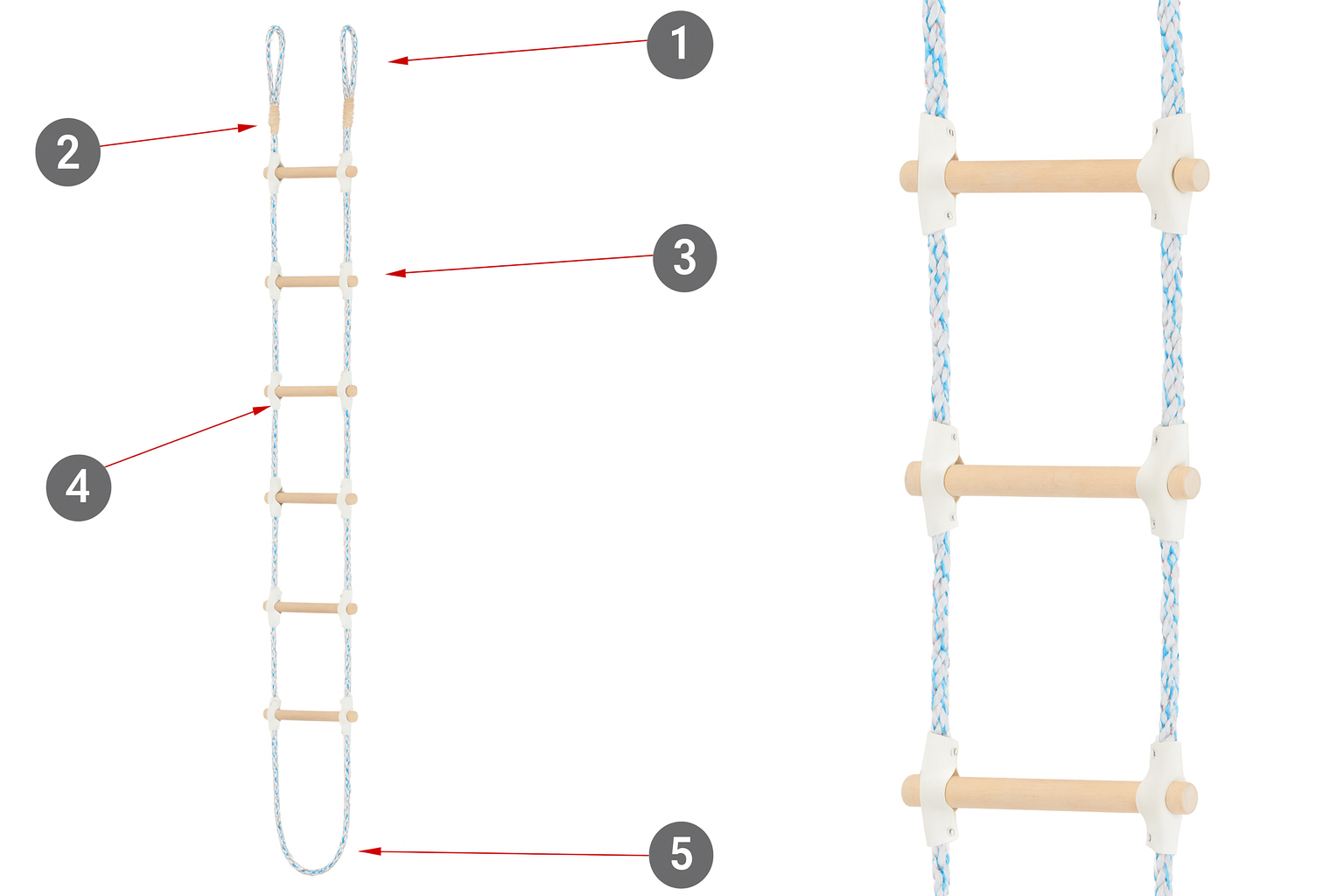 Vrvna lestev, 6 m, bela | HIGHER