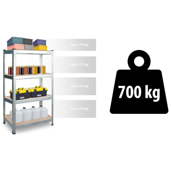 Kovinski regal za shranjevanje, 180x90x40cm, 600kg | Plonos - Image 4