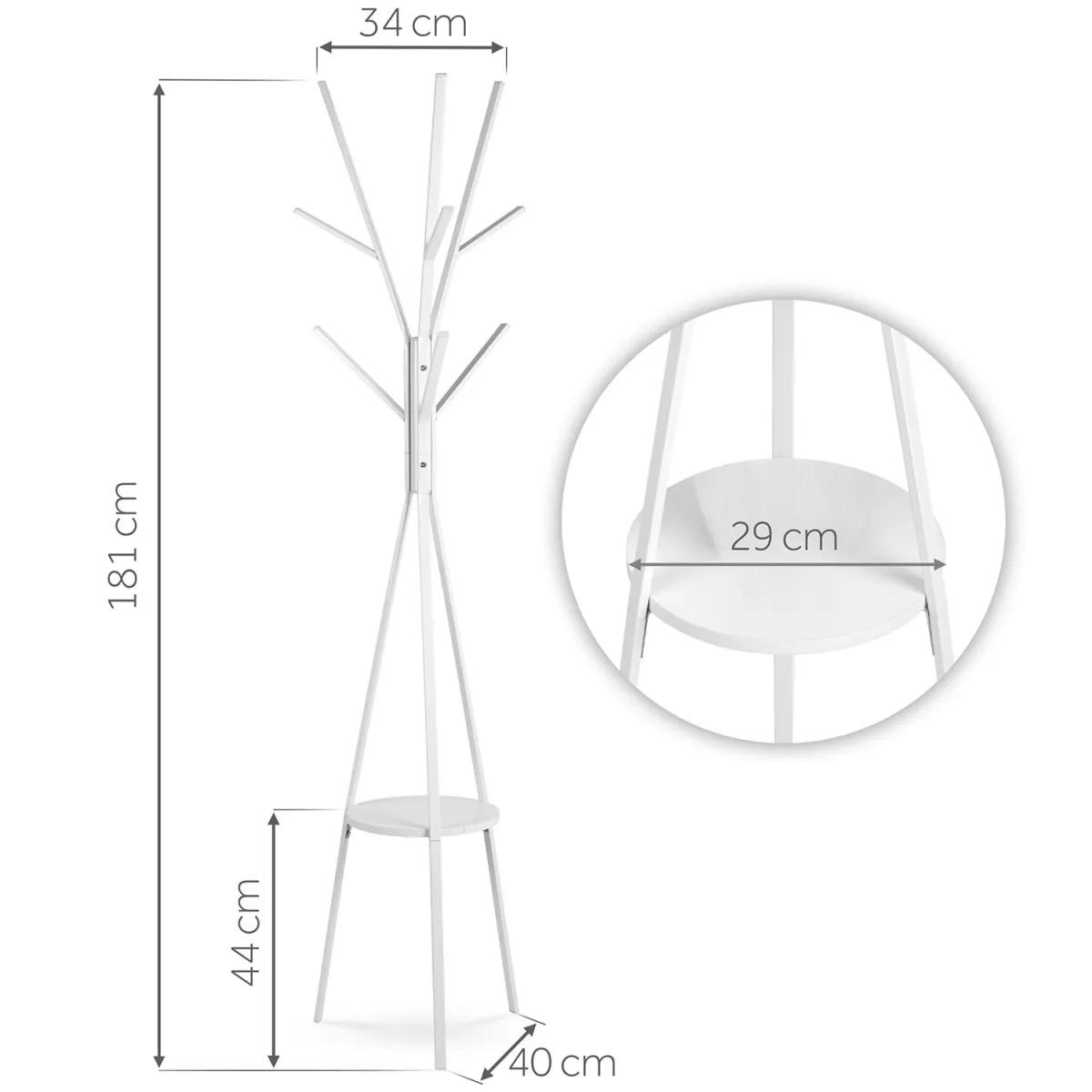 Stoječi obešalnik za oblačila MS-869, bel | Massido