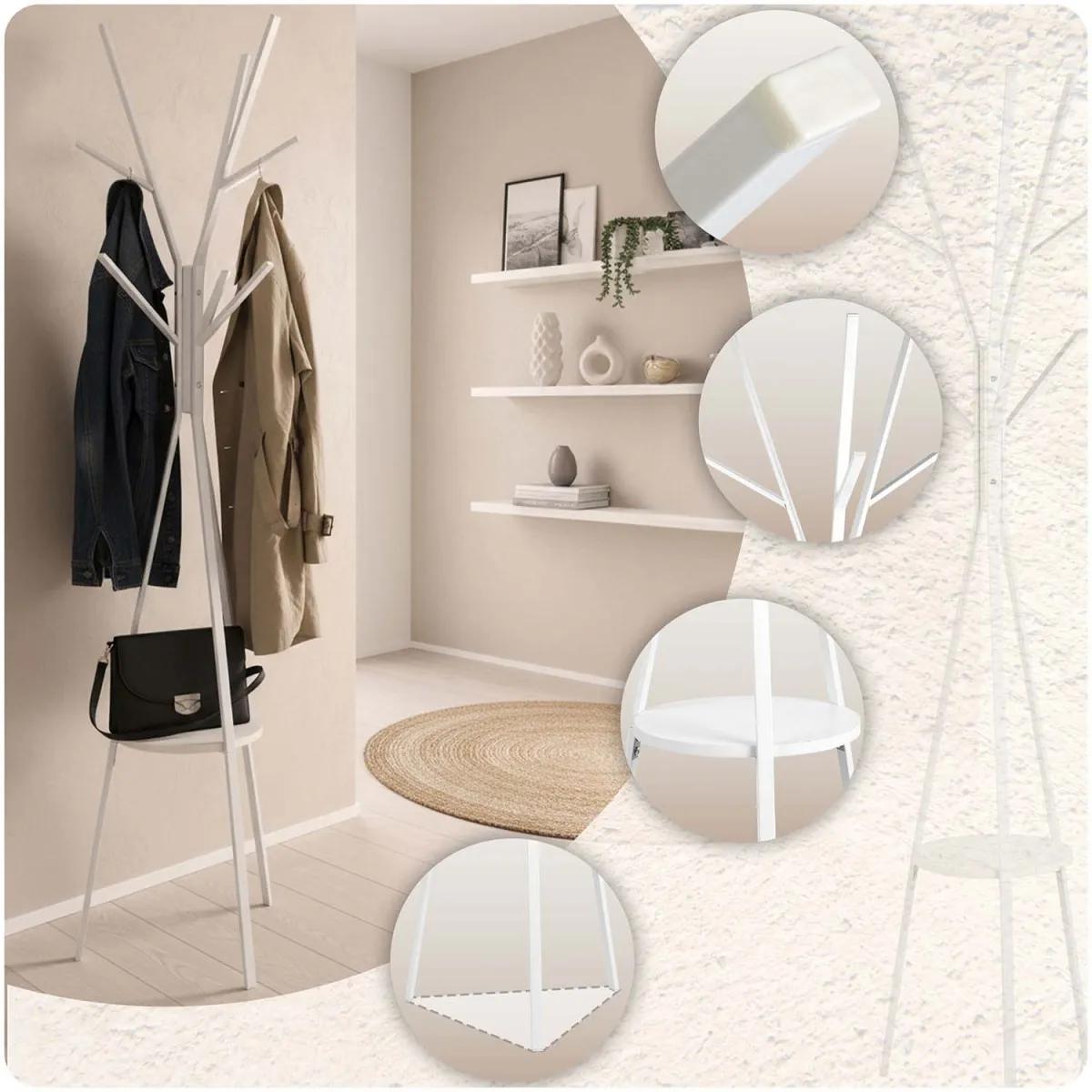 Stoječi obešalnik za oblačila MS-869, bel | Massido