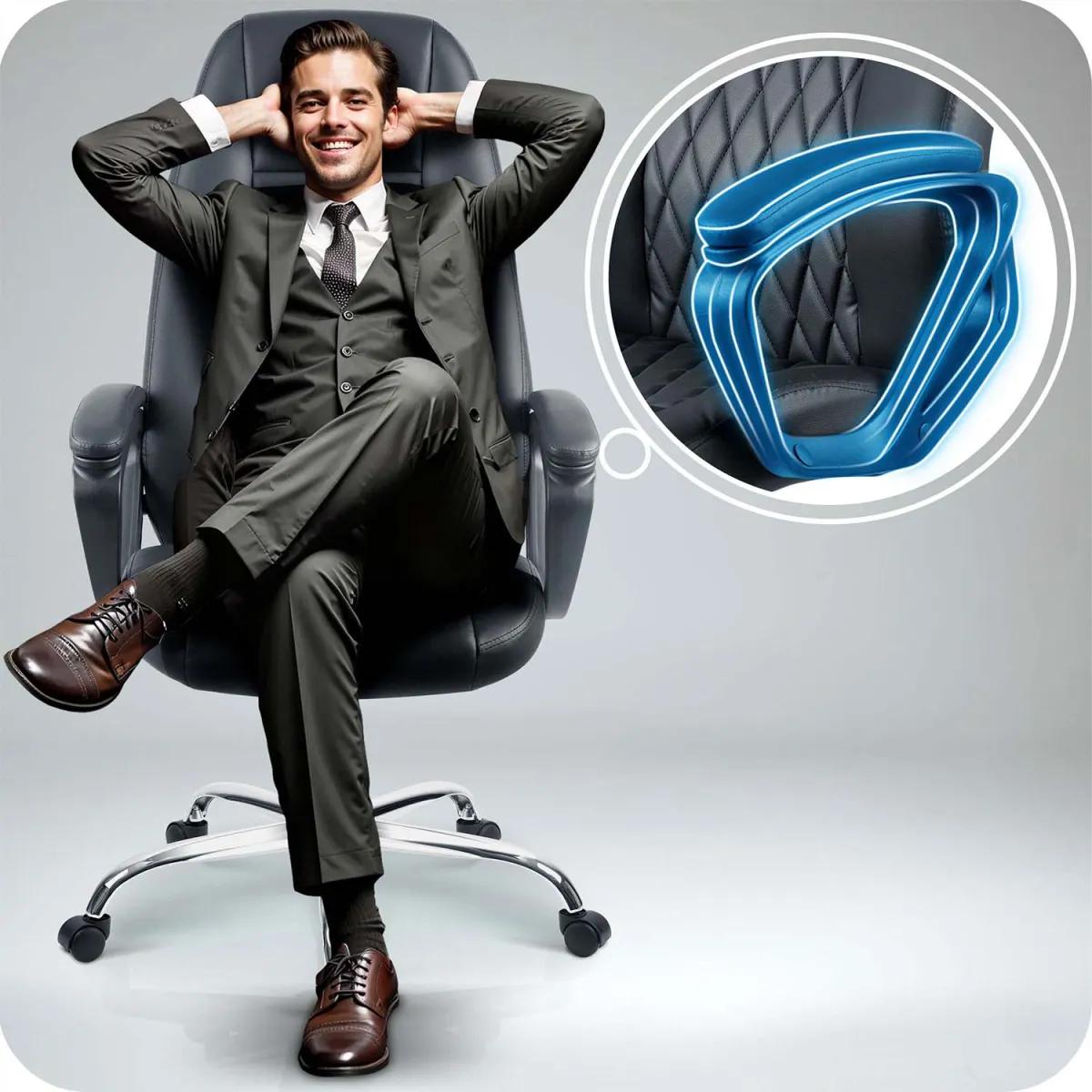 Pisarniški stol iz eko usnja, črne barve | Sofotel - Image 11