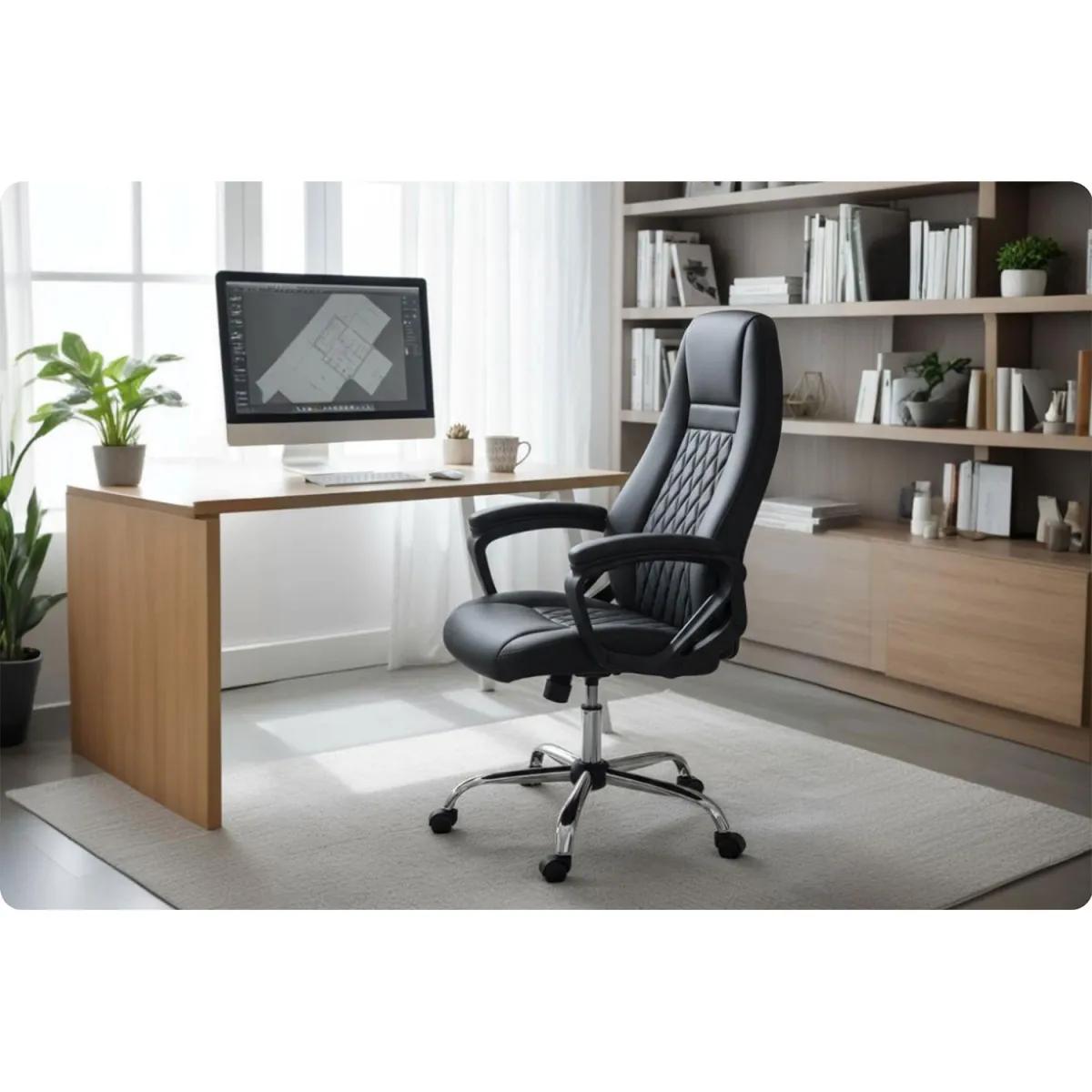 Pisarniški stol iz eko usnja, črne barve | Sofotel - Image 15