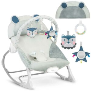 Otroški zibajoči se vibrirajoči ležalnik, siv | Ricokids