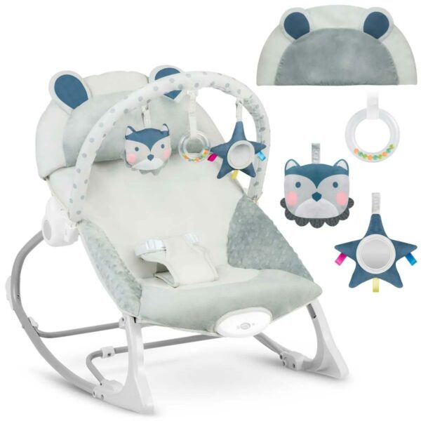 Otroški zibajoči se vibrirajoči ležalnik, siv | Ricokids
