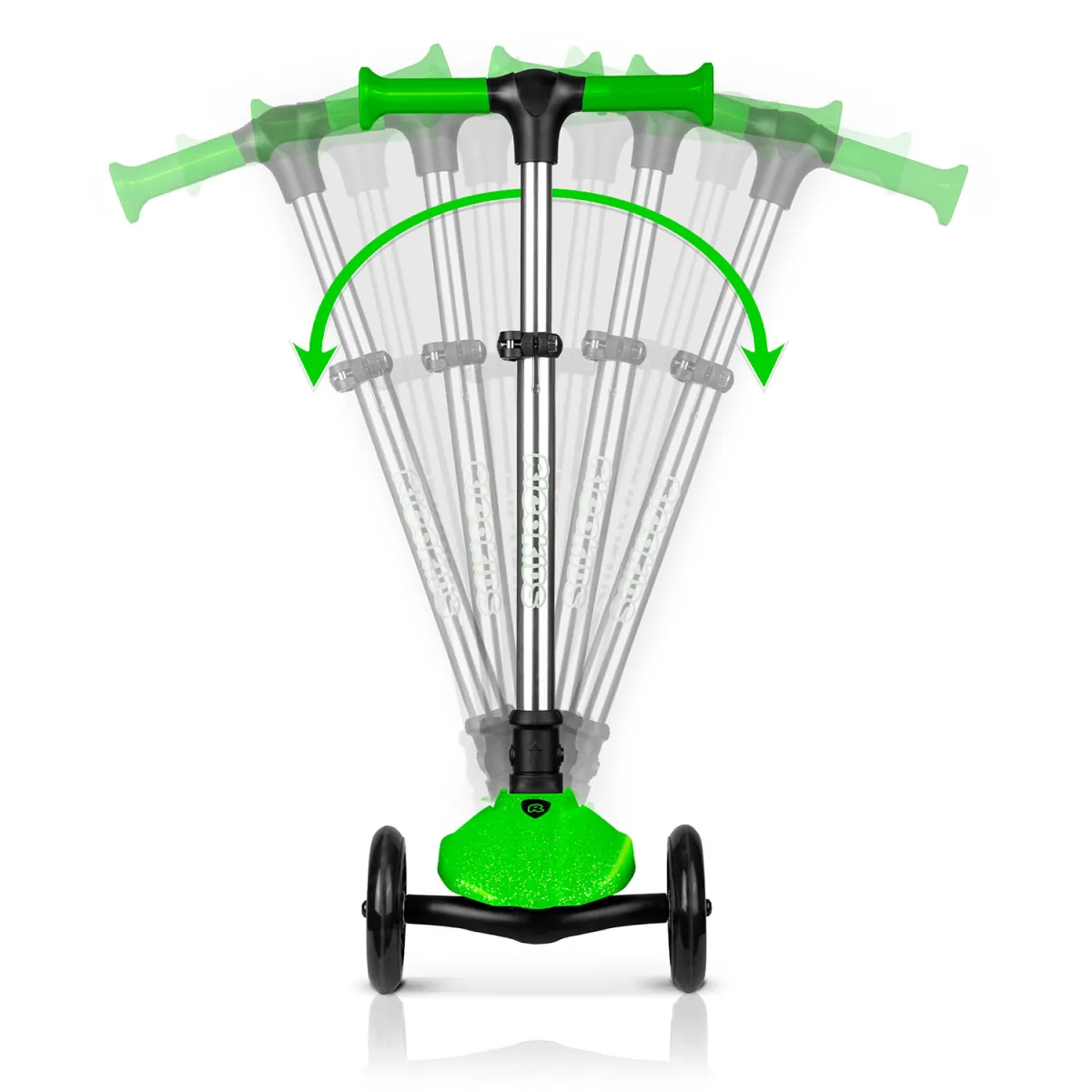 Trikolesni skuter z osvetlitvijo, zelen | Ricokids Jelly