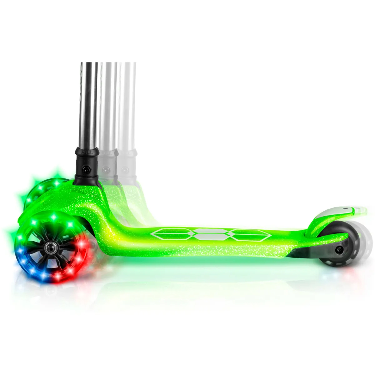 Trikolesni skuter z osvetlitvijo, zelen | Ricokids Jelly