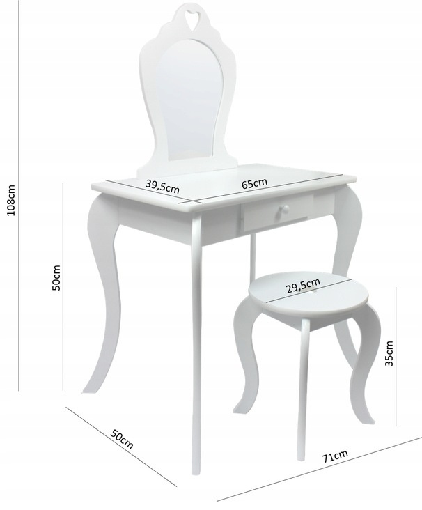 Otroška toaletna mizica z ogledalom | zelena