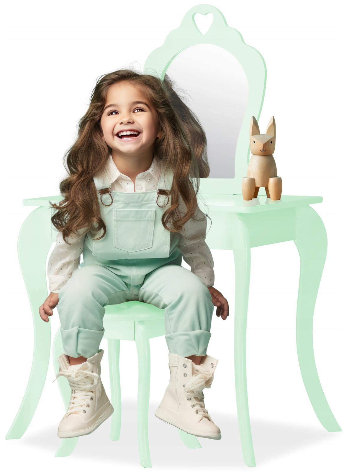 Otroška toaletna mizica z ogledalom | zelena
