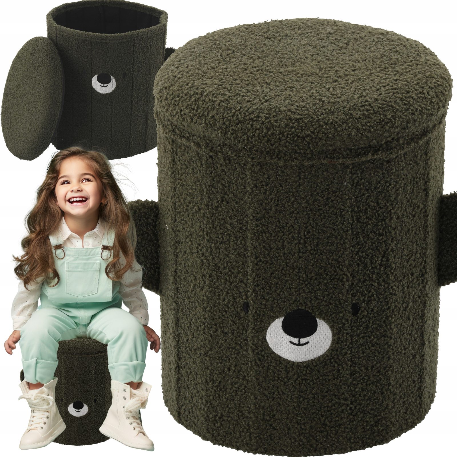 Otroški stolček s prostorom za shranjevanje, 28x28x34cm | zelen