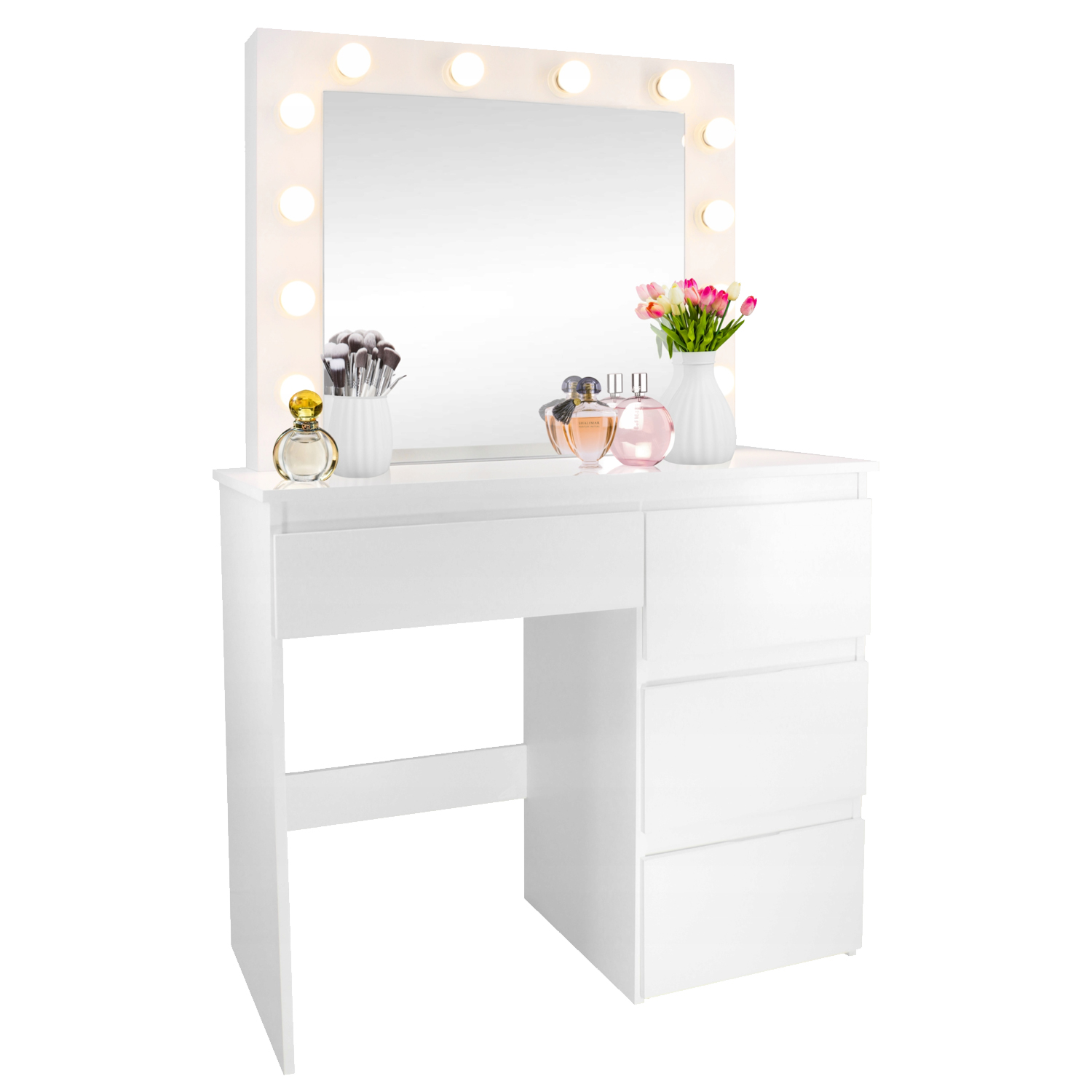 Toaletna mizica LED PRO HOLLYWOOD | bela