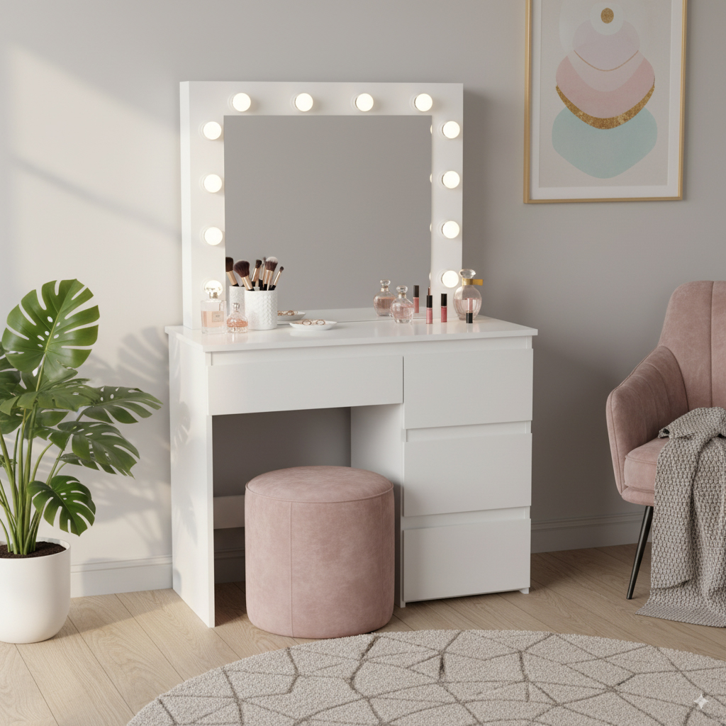 Toaletna mizica LED PRO HOLLYWOOD | bela