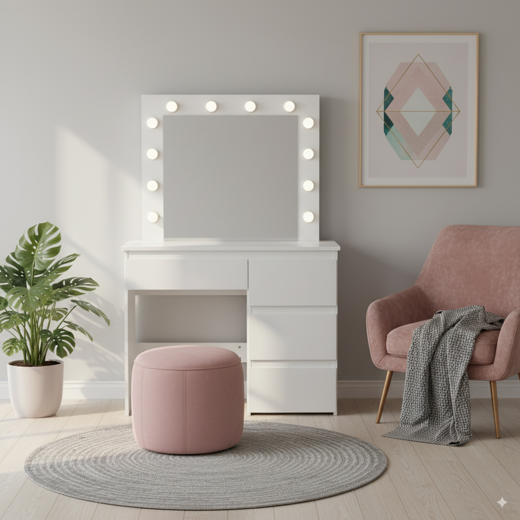 Toaletna mizica LED PRO HOLLYWOOD | bela