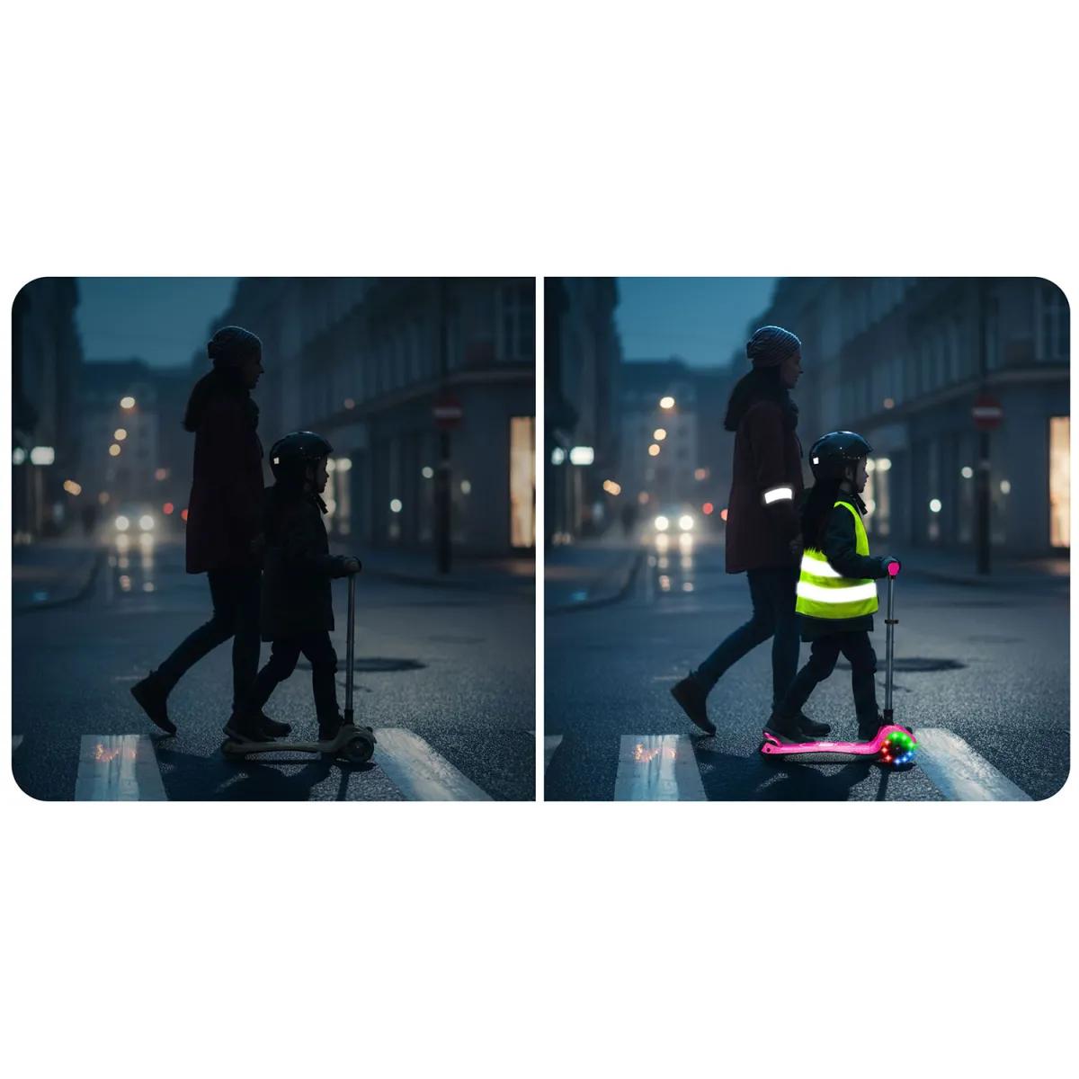 Trikolesni skuter s svetlečimi lučmi, roza | Ricokids Jelly