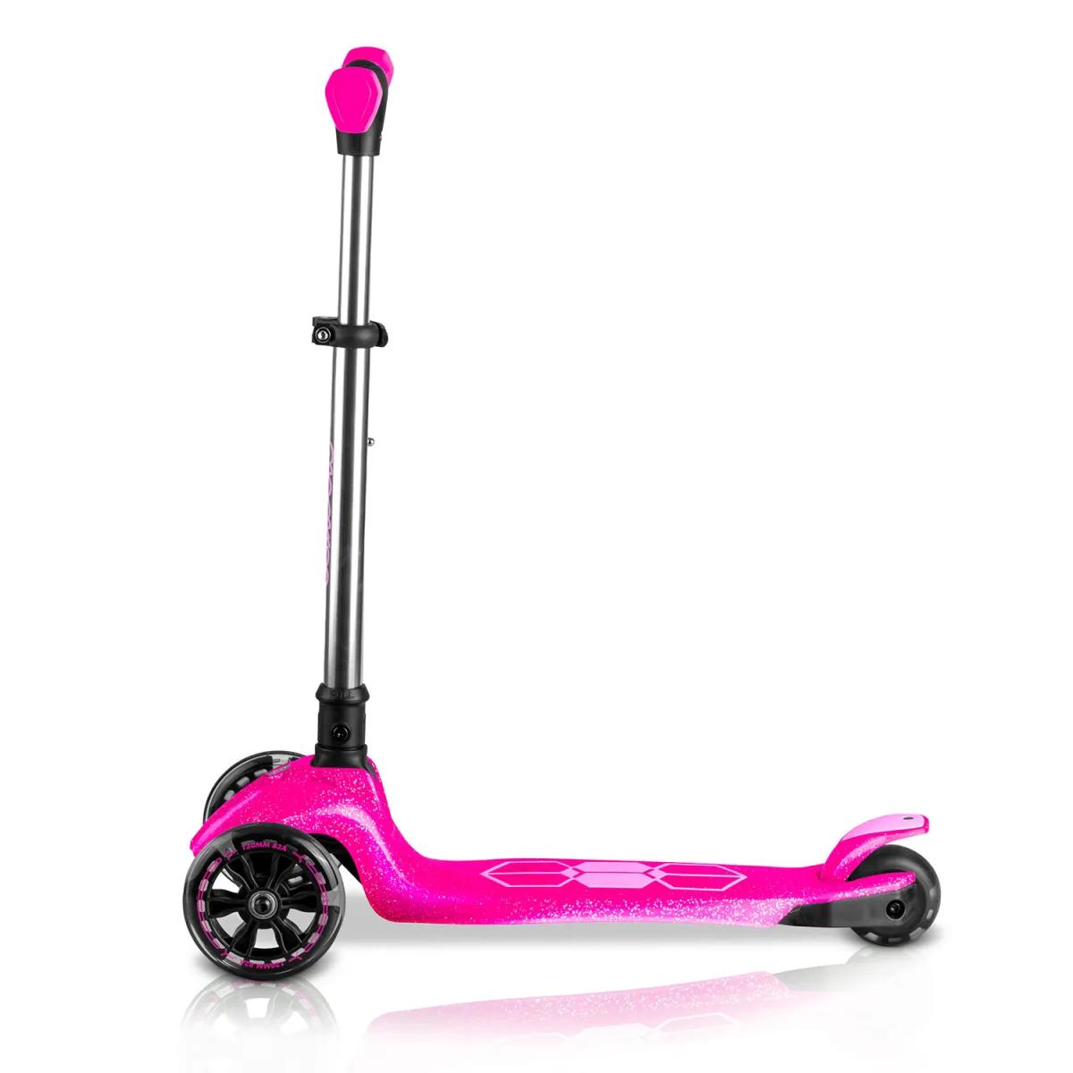 Trikolesni skuter s svetlečimi lučmi, roza | Ricokids Jelly