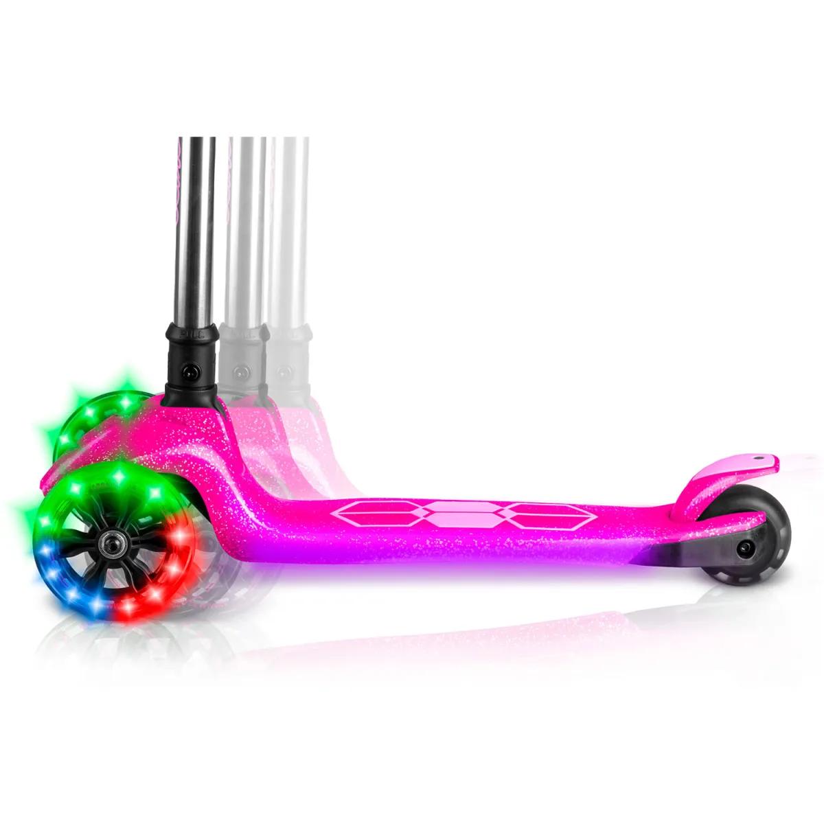 Trikolesni skuter s svetlečimi lučmi, roza | Ricokids Jelly