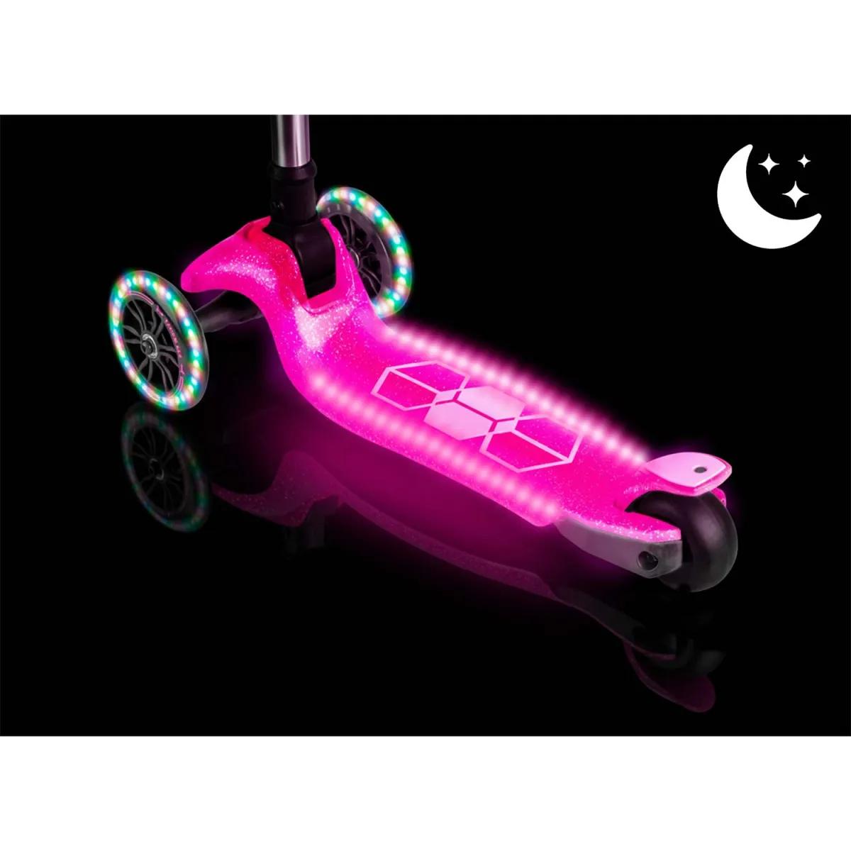 Trikolesni skuter s svetlečimi lučmi, roza | Ricokids Jelly