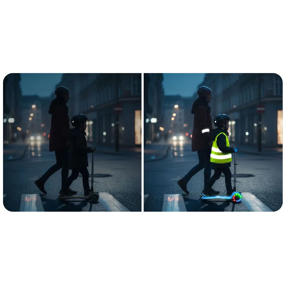 Trikolesni skuter z osvetlitvijo, moder | Ricokids Jelly