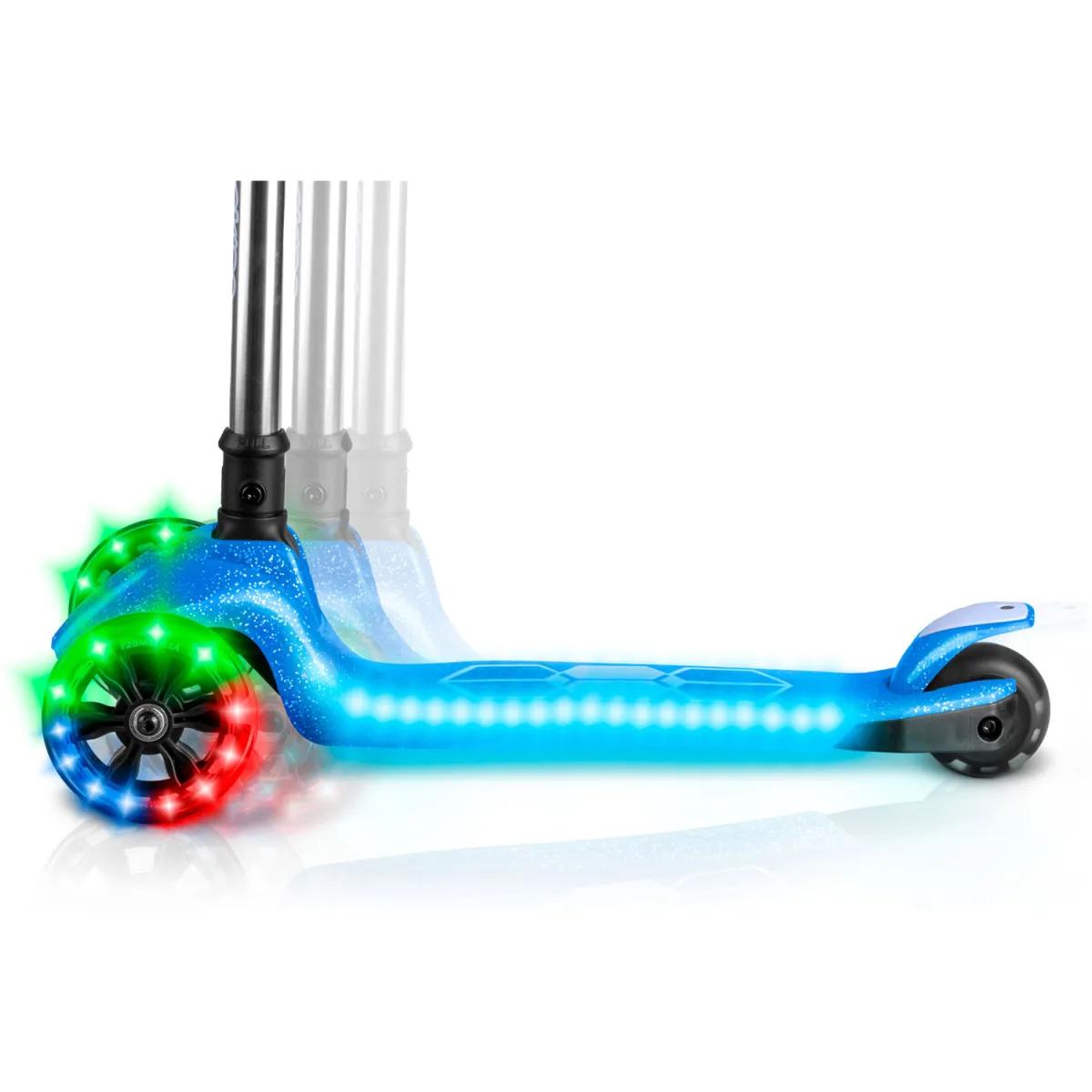 Trikolesni skuter z osvetlitvijo, moder | Ricokids Jelly