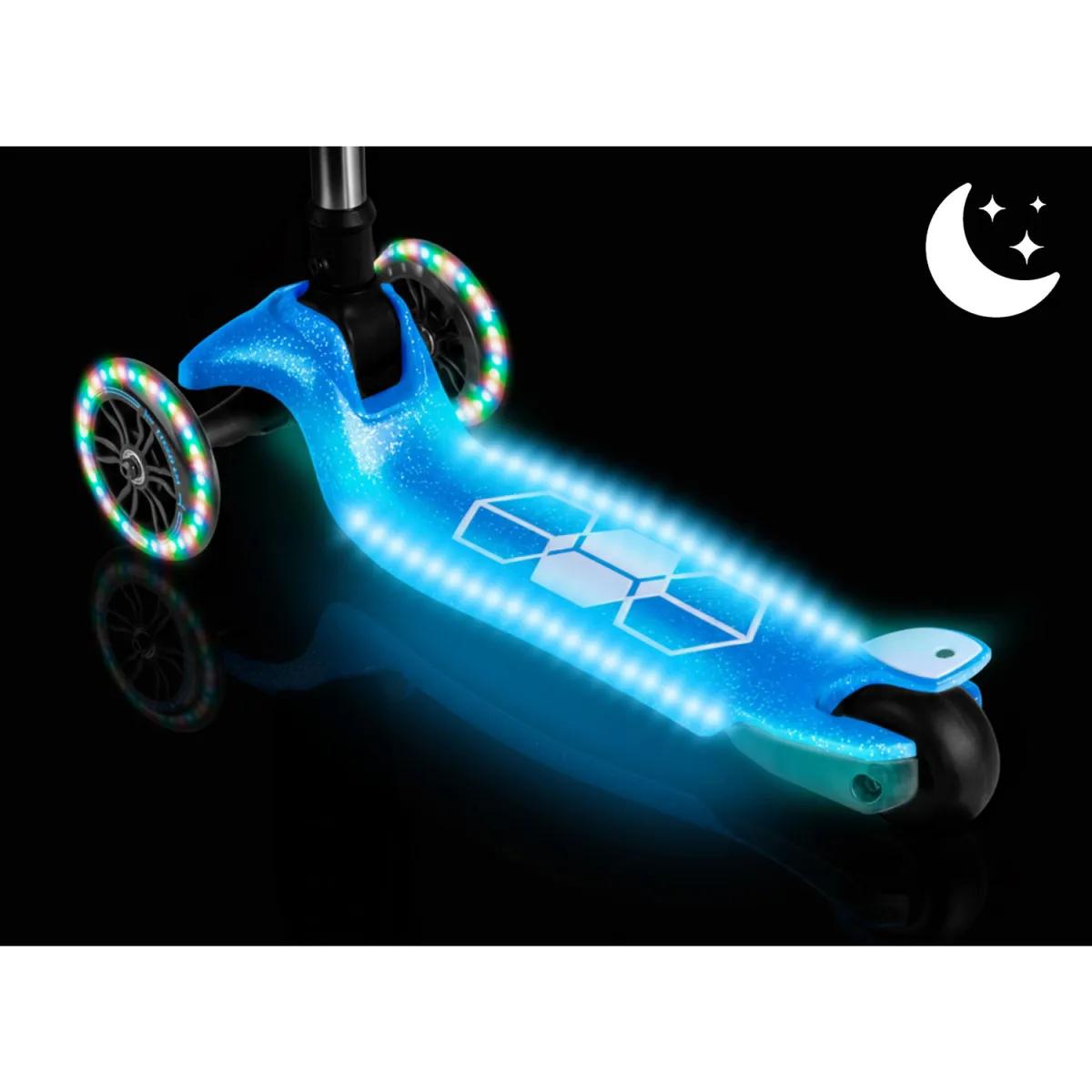 Trikolesni skuter z osvetlitvijo, moder | Ricokids Jelly