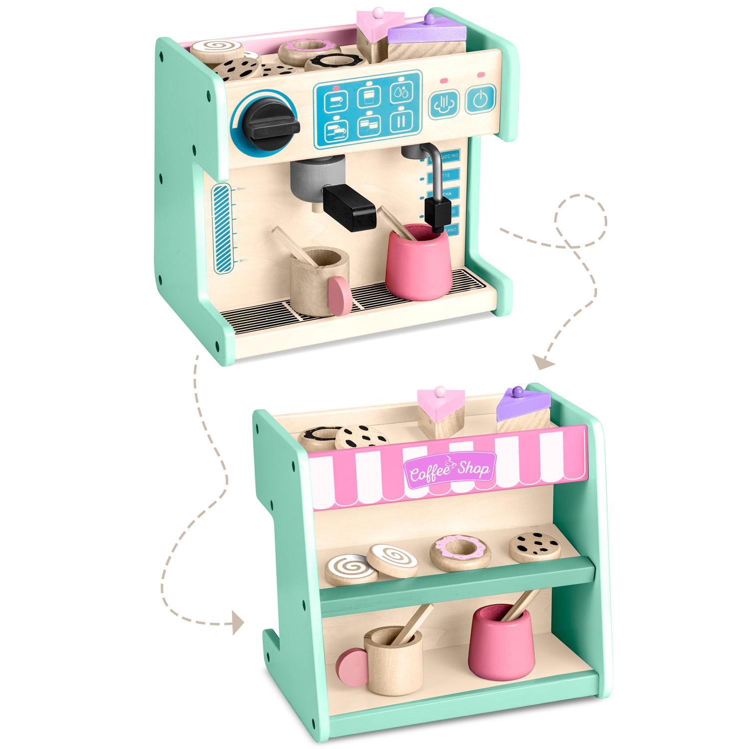 Lesena slaščičarna s kavnim aparatom, barva mete | Ricokids