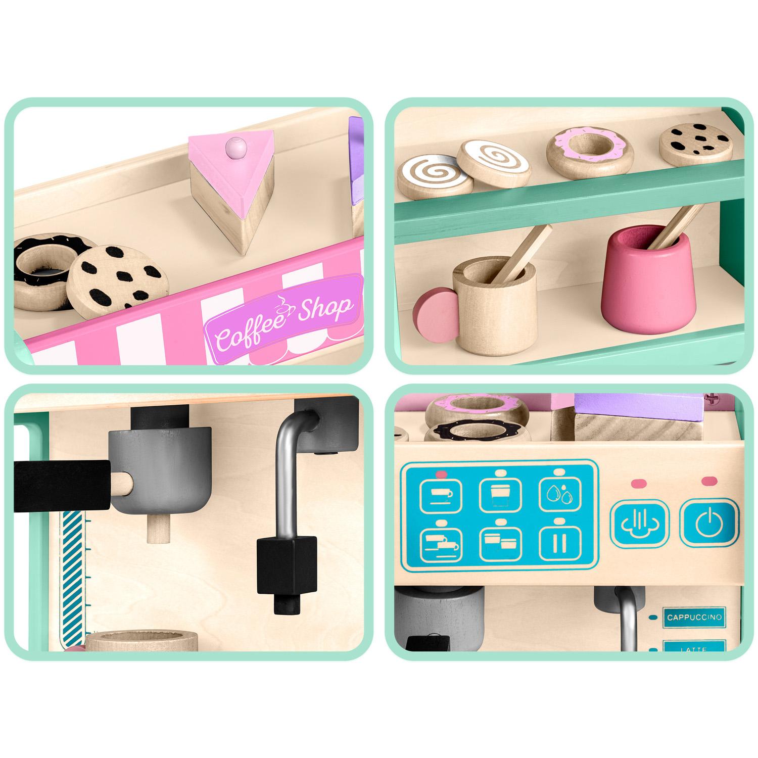 Lesena slaščičarna s kavnim aparatom, barva mete | Ricokids