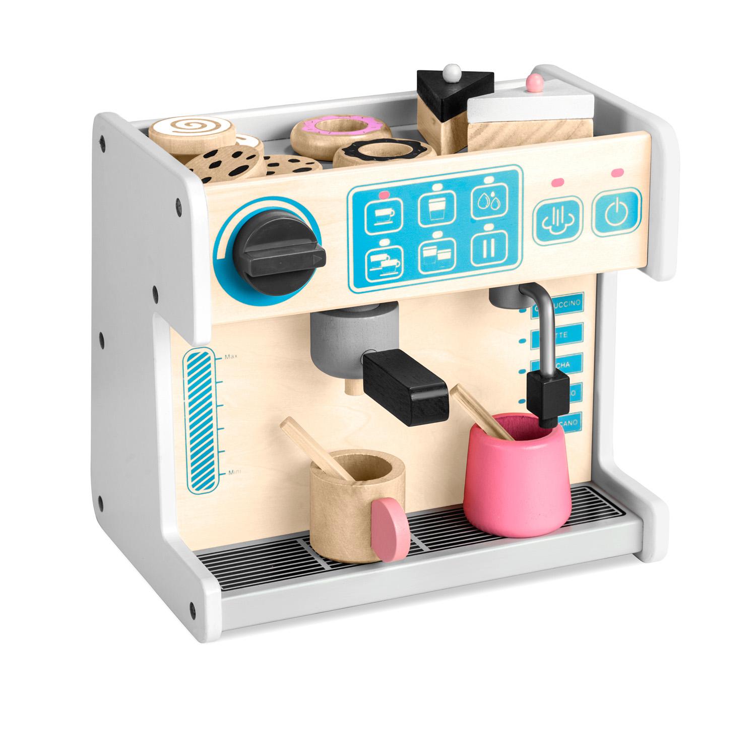 Lesena slaščičarna s kavnim aparatom, bela | Ricokids