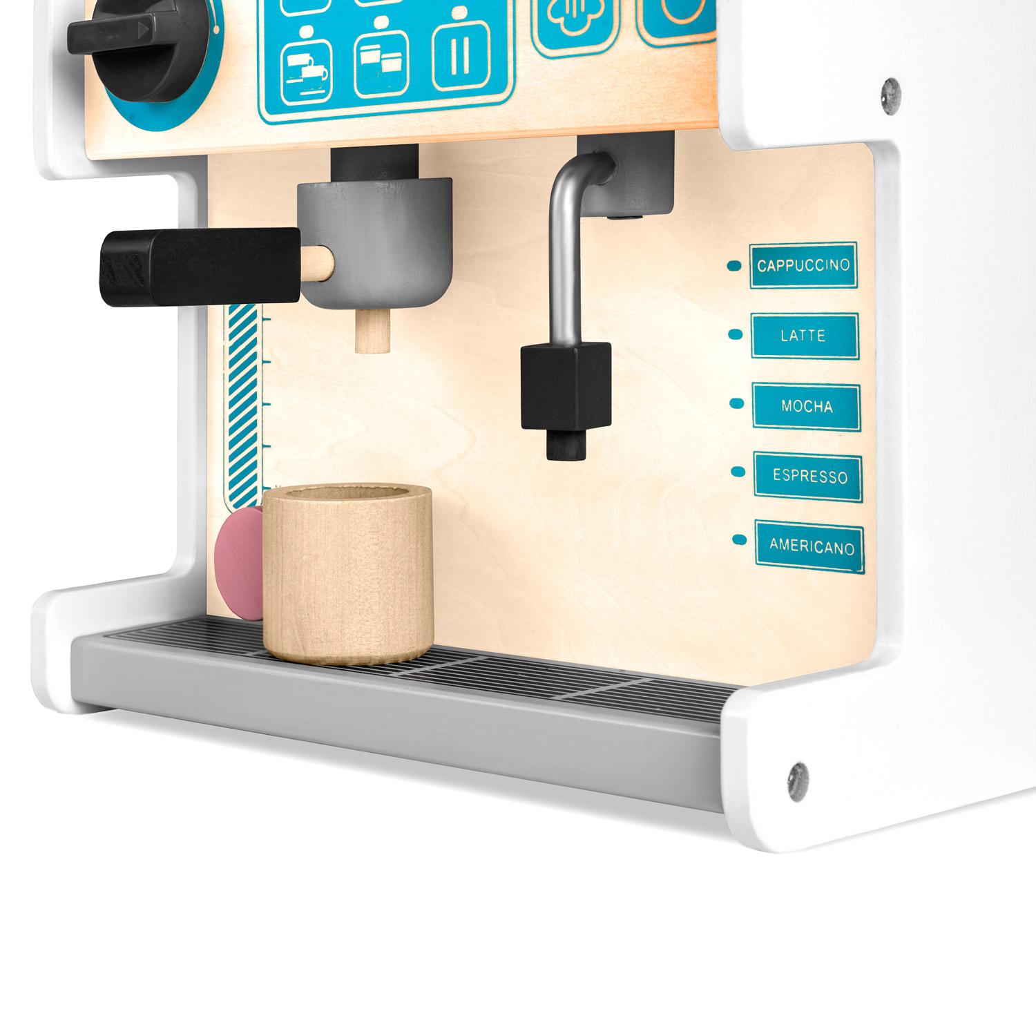Lesena slaščičarna s kavnim aparatom, bela | Ricokids
