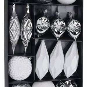 Božični okraski, 16 kosov, belo-srebrni | MagicHome