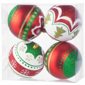 Božične kroglice, 4 kosi, 10cm, rdeče-zelene | MagicHome