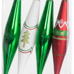 Božični okraski, 4 kosi, 3x15cm, rdeče-zeleno-beli | MagicHome