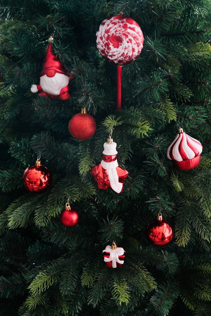 Božični okraski, 47 kosov, rdeče-beli | MagicHome