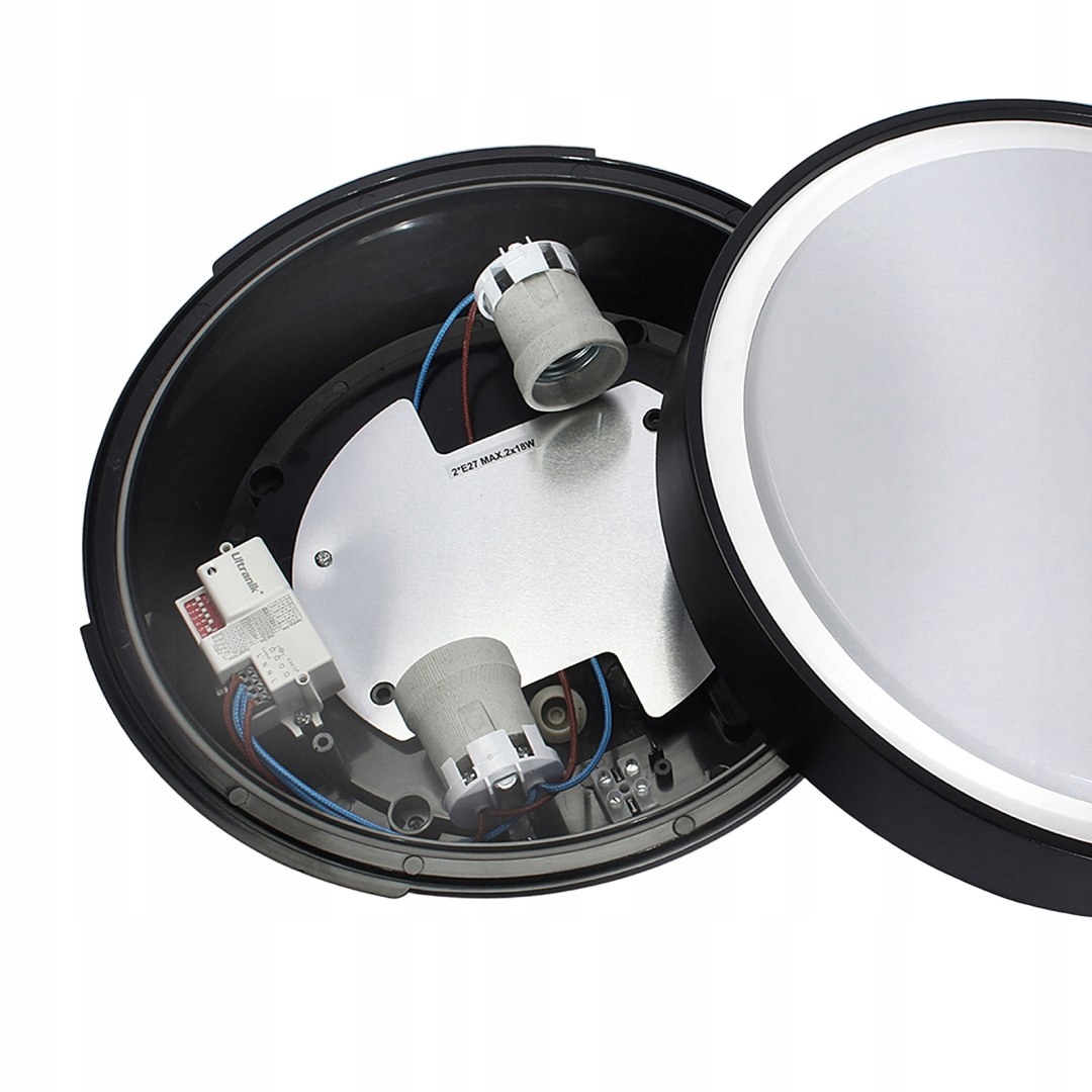 Stropna svetilka s senzorjem gibanja 2xE27, 30cm | črna