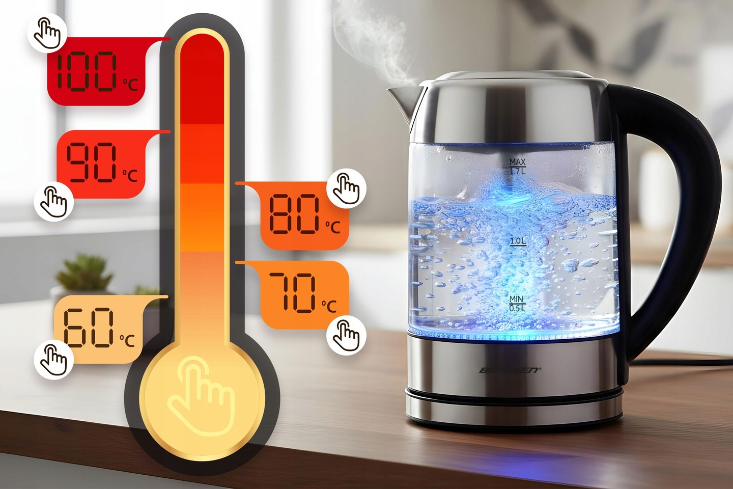 Instant grelnik vode BD-714, 1,7 l, 2200 W | Berdsen